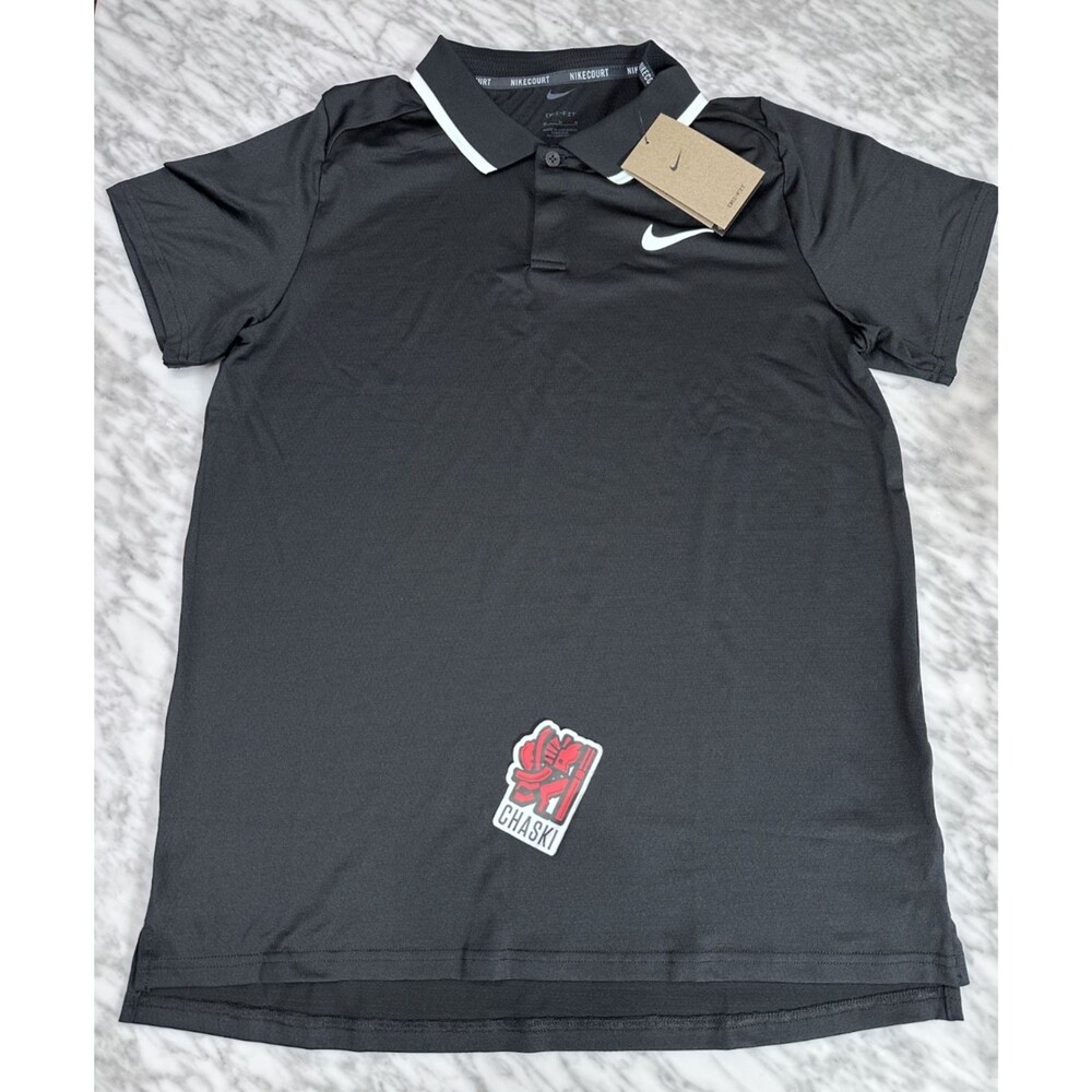 Nike Court Advantage Tennis Polo jersey Black Dri-FIT Men's medium FD5317 NEW